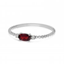 14K White Gold East To West Oval Garnet Birthstone Ring