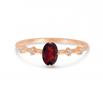 10K Rose Gold Oval Garnet Birthstone Ring