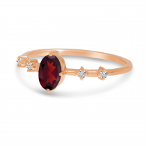 10K Rose Gold Oval Garnet Birthstone Ring