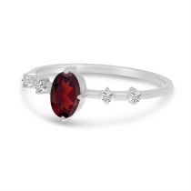 10K White Gold Oval Garnet Birthstone Ring