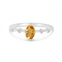 10K White Gold Oval Citrine Birthstone Ring