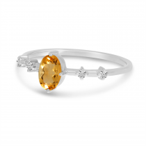 10K White Gold Oval Citrine Birthstone Ring