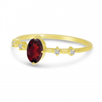 14K Yellow Gold Oval Garnet Birthstone Ring