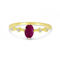 14K Yellow Gold Oval Ruby Birthstone Ring