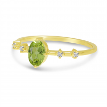 14K Yellow Gold Oval Peridot Birthstone Ring