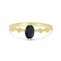 14K Yellow Gold Oval Sapphire Birthstone Ring