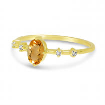 14K Yellow Gold Oval Citrine Birthstone Ring