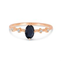 14K Rose Gold Oval Sapphire Birthstone Ring