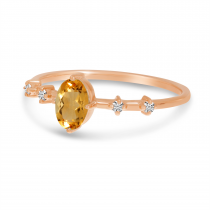 14K Rose Gold Oval Citrine Birthstone Ring