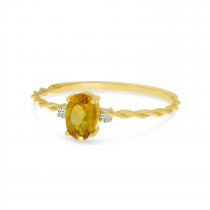 10K Yellow Gold Oval Citrine Birthstone Twisted Ring