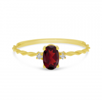 14K Yellow Gold Oval Garnet Birthstone Twisted Ring