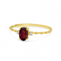 14K Yellow Gold Oval Garnet Birthstone Twisted Ring