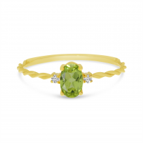 14K Yellow Gold Oval Peridot Birthstone Twisted Band Ring