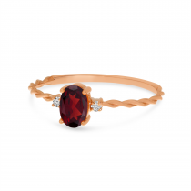 14K Rose Gold Oval Garnet Birthstone Twisted Band Ring