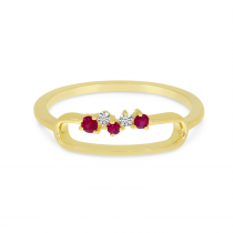 14K Yellow Gold Ruby Precious Paperclip Ring