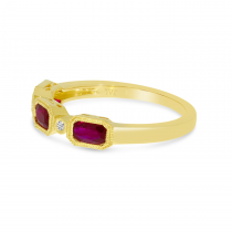 14K Yellow Gold Triple Ruby Oval Ring