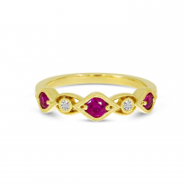 14K Yellow Gold Ruby Precious Millgrain Ring