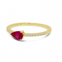 14K Yellow Gold East 2 West Ruby & Diamond Ring