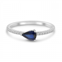 14K White Gold East 2 West Sapphire & Diamond Ring