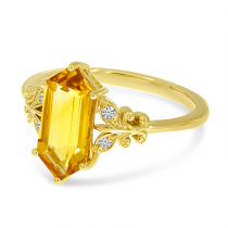 14K Yellow Gold North 2 South Citrine Hexagon Ring