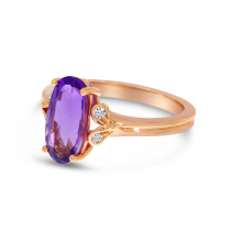 14K Rose Gold Amethyst Oval Floral Ring