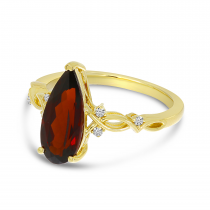 14K Yellow Gold North 2 South Garnet Pear & Diamond Ring