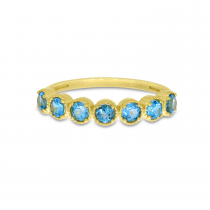 14K Yellow Gold Birthstone Blue Topaz Bezel Band 