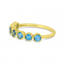 14K Yellow Gold Birthstone Blue Topaz Bezel Band 