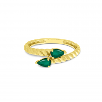 14K Yellow Gold Pear Emerald Duo Twist Band Ring