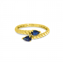 14K Yellow Gold Pear Sapphire Duo Twist Band Ring