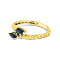 14K Yellow Gold Pear Sapphire Duo Twist Band Ring
