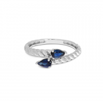 14K White Gold Pear Sapphire Duo Twist Band Ring
