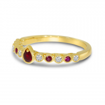 14K Yellow Gold Diamond Ruby Bezel Ring