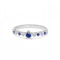 14K White Gold Diamond Sapphire Bezel Ring