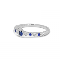 14K White Gold Diamond Sapphire Bezel Ring