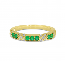 14K Yellow Gold Diamond & Emerald Band 