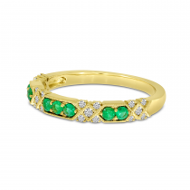 14K Yellow Gold Diamond & Emerald Band 