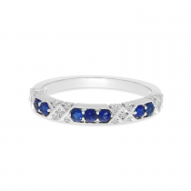 14K White Gold Diamond & Sapphire Band 