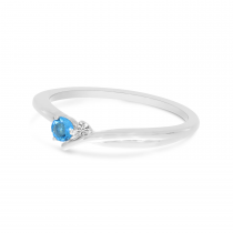 14K White Gold Blue Topaz & Diamond Twist Band Ring