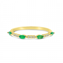 14K Yellow Gold Marquis Emerald & Diamond Stackable Ring