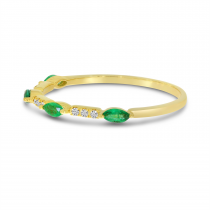 14K Yellow Gold Marquis Emerald & Diamond Stackable Ring