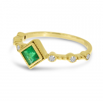 14K Yellow Gold Princess-Cut Emerald & Diamond Ring