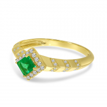 14K Yellow Gold Princess-Cut Emerald & Diamond Stripe Ring