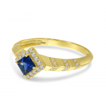 14K Yellow Gold Princess-Cut Sapphire & Diamond Stripe Ring