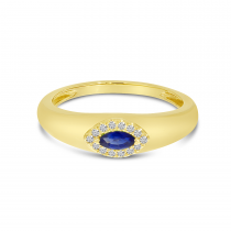 14K Yellow Gold Marquis Sapphire & Diamond Wide Band 