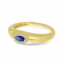 14K Yellow Gold Marquis Sapphire & Diamond Wide Band 