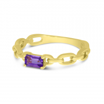 14K Yellow Gold Emerald-Cut Amethyst Link Band Ring