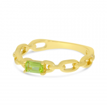 14K Yellow Gold Emerald-Cut Peridot Link Band Ring