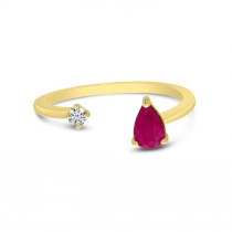 14K Yellow Gold Pear Ruby & Diamond Duo Ring