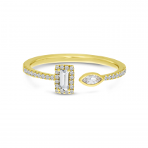 14K Yellow Gold White Topaz Fancy-Cut Duo Ring